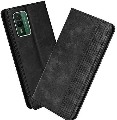 XINNI Housse pour Telephone Nokia XR21 Etui, PU/TPU Retourner Cuir Coque Magnétique Portefeuille, Noir