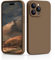 CALOOP Slim-Fit for iPhone 14 Pro Max Case,Sturdy Shockproof Hard Frame Cover with Anti-Scratch Microfiber Lining,Skin Soft Liquid Silicone,Full Protection for Screen and Camera Lens(Light Brown)