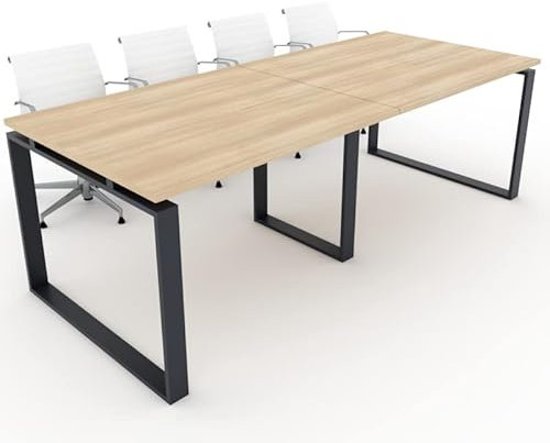 DUÓFIC Mesa de Reuniones, Conferencias y Oficinas. Estructura metálica con Marco Cerrado Color Gris Grafito (240x100). Fabricado en España. Envio a Toda la Península. (Acacia.)