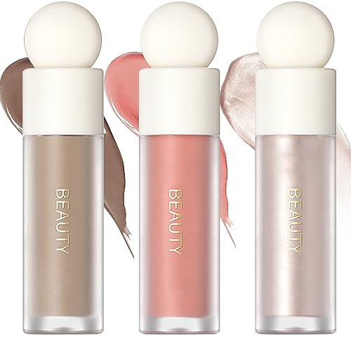 Erinde Liquid Highlighter Makeup, Face Highlighter Bronzer Makeup Stick, Natural Glossy Finish, Lightweight Blendable Silky Smooth Cream Face Illuminator Makeup, Cruelty-Free #01