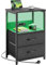 Seventable Table de Chevet avec Prise USB et 2 tiroirs - Table de Nuit connectée avec éclairage LED pour Chambre à Coucher, Salon ou canapé (1, Noir)