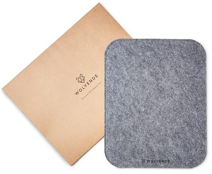 Wolvende Premium Felt Mouse Mat | 22cm x 28cm | Slim Mouse Pad | Non-Slip Gaming Home/Office (Mid Grey)