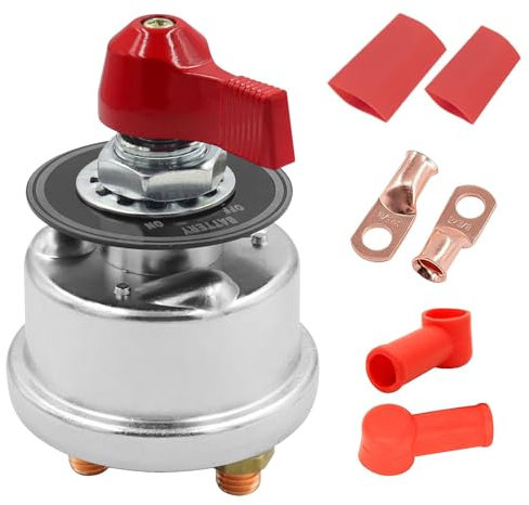 Greluma Kit interruttore di disconnessione batteria principale ad alta corrente da 300A, isolatore di interruzione alimentazione batteria da 12-48V con piastra frontale per fuoribordo marino per auto