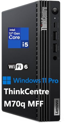Lenovo ThinkCentre M70q Tiny Ordinateur de bureau professionnel de 12e génération, Intel Hexa-Core i5-12500T (Beat i7-11700T), 64 Go de RAM DDR4, SSD PCIe de 2 To, WiFi 6, Bluetooth 5.1, Windows 11