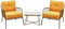 METRO Professional Sofa Lounge-Set 3-TLG., Stahl/Polyester, 2 Sessel, 1 Tisch, Gold/gelb