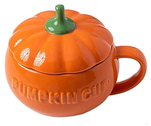 Keramiktasse, Kaffeetassen, Teetasse, Halloween-Tasse, Suppenschüssel und Müslibecher mit Deckel, Keramiktasse, Halloween-Kürbis-Tasse, Jumbo-Tassen (800 ml)