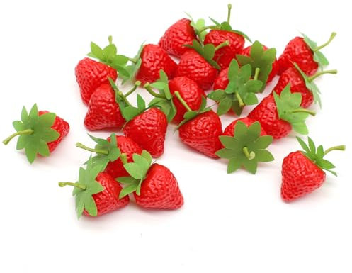 JDBlissful 20 Stück Künstliche Kunststoff Erdbeere Lebensechtes Plastikobst Simulation Obst Erdbeer Aus Kunststoff Erdbeere Dekoration Kuchendekoration Zum Basteln(Künstliche Erdbeere)