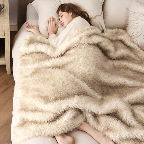 BEDSURE Kuscheldecke Flauschig, Dicke Und Warme Sofadecke Für Den Winter, Kunstfelldecke, Wohn- & Kuscheldecken, Plüsch Blanket Für Couch Und Bett, Sofaüberwurf Decke, Braun, 130 X 170 cm
