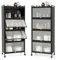 GOPLUS Küchenregal auf Rollen, Küchenschrank mit 5 Ebenen, Aufbewahrungsregal mit Tür, Standregal aus Metall für Wohnzimmer, Küche, Esszimmer, 60x32x154 cm (Schwarz)