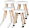 Cateam Tritthocker aus Holz für Kinder und Kleinkinder – 4er-Set – Weiß – Kinderhocker mit ausziehbaren Beinen – sensorischer Tischhocker – runder Sitzhocker für Kinder mit Nivellierfüßen