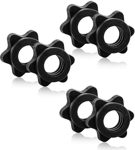 Piriuuo 6 Pcs 25mm Spinlock Collars, Dumbbell Hex Nut Anti-Slip Dumbbell Rod Nut 1 Inch Standard Barbell Screw Collar Dumbbell Screw Collar for Dumbell Weight Lifting Fitness Training
