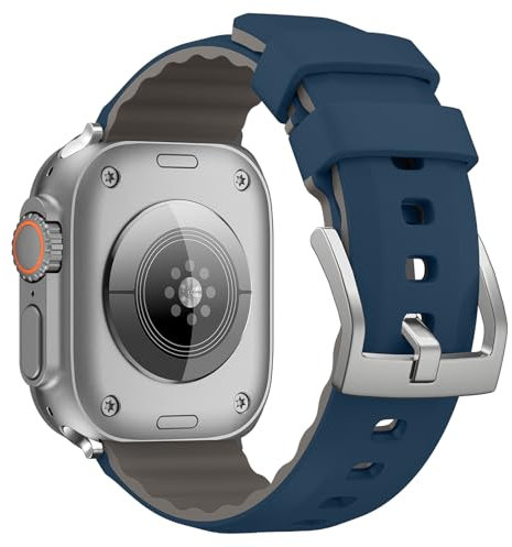 SQHYWJ] for Apple Watch Band, Silicone Two Tone Strap 41mm 40mm 38mm Compatible with Apple Watch Soft Silicone Replacement Strap for Series Ultra2/Ultra/SE2/SE/9/8/7/6/5/4/3/2/1(Midnight Blue 38mm)