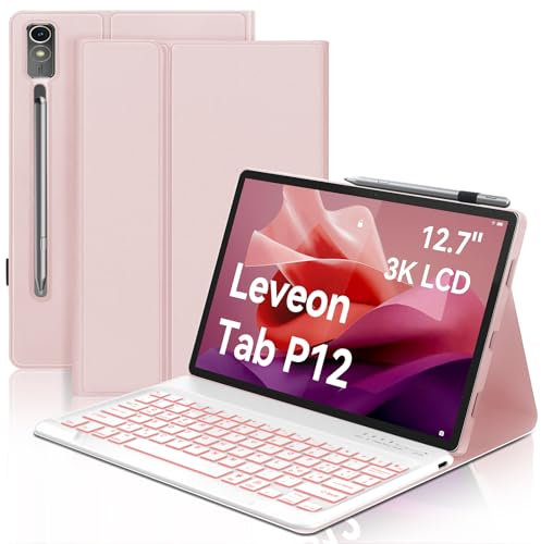 Occtingkind, Teclado para Lenovo Tab P12 12.7 pulgadas Funda con Teclado para Lenovo P12 Tablet Cubierta Magnética Retroiluminación Bluetooth Teclado para Lenovo P12 Pro