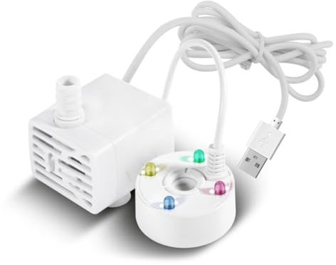 Lbvzxkad Bomba de Agua USB de 5 V, Generador de Niebla, Luces LED, Mini Máquina de Niebla Mister, Fuente Interior, Estanque de Jardín, Nebulizador de Agua, Atomizador
