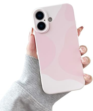DEFBSC for iPhone 16 Case, Cute Art Aesthetic Print Design Soft TPU Cover, Shockproof Raised Full Camera Protection Anti-Scratch Back Phone Case for Girls Women, Pink