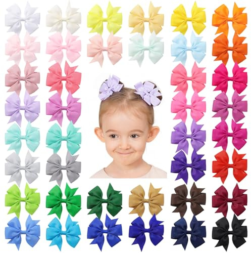 40 pcs 3 pouces bébé filles cheveux arcs pinces crocodile ruban gros-grain moulin à cheveux barrettes pour bébés enfants tout-petits adolescents surprise en paires couleur naturelle