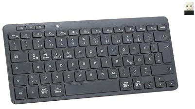 Bnnwa Kabellose BluetoothTastatur, Bluetooth + 2,4 G Dual ModusTastatur, klein, tragbar, Externe kabellose Tastatur für Android-Tablet, Windows Surface,(Schwarz)