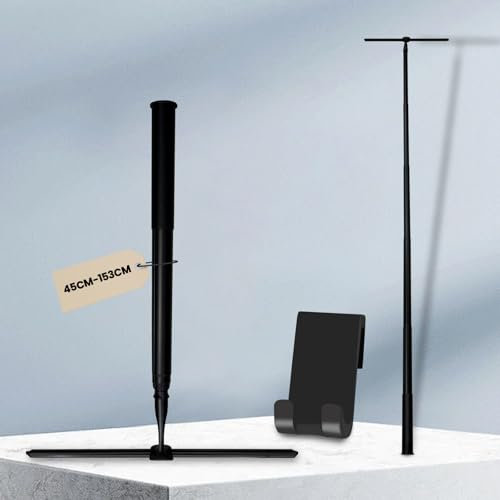 LORESJOY Duschabzieher Set mit Halterung, 35cm Breit Ohne Bohren Abzieher, Duschabzieher Einstellbar 45-153cm, Dusche Badezimmer Fenster Fensterabzieher für Bad, Fliesen, Spiegel, Fenster(Schwarz)