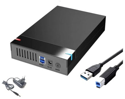 Peowuieu Estuche para Disco Duro A USB 3.0 de 3,5 Pulgadas: Carcasa para Disco Duro Externo, Transferencia de Datos, Caja para Disco Duro para PC y Portátil, Enchufe UE