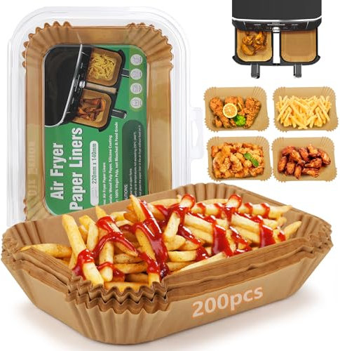 200pcs Carta per Pergamena Fodera di Carta per Friggitrice ad Aria,Carta da Forno per Friggitrice ad Aria Calda,Friggitrice ad Aria Accessori per Ninja Foodi DZ401 y Ninja DZ201 Foodi