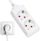 TECHZOCO Regleta Alargador con 2 Enchufes, Regleta de enchufes para el hogar, Base de enchufes schuko sin Interruptor, MAX 3680W, 16A, 250V, H05VV-F 3G1m㎡, Blanco, Longitud del Cable 1.50 Metros