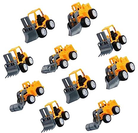 Toyvian 10 Pièces Mini Voiture Toys kidicar playmobile Jouets de Pelle Casse-tête pour Tout-Petits Jouets pour Les Enfants Qui Jouent camions de génie Civil Plastique Yellow
