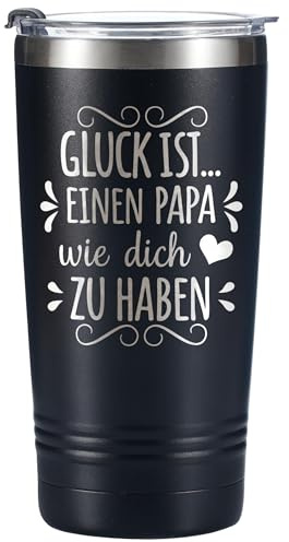 Onebttl Geschenke für Papa Thermobecher - Gluck Ist Einen Papa Wie Dich Zu Haben - Kaffeebecher Geburtstag von Tochter Sohn Kindern 590ml