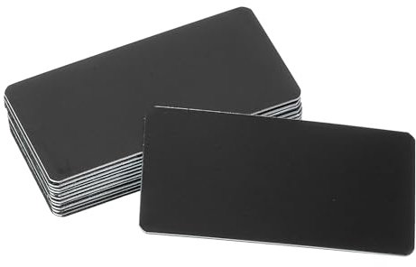 sourcing map Lot de 12 plaques nominatives vierges de 6,1 x 3 cm en métal gravé au laser - Adhésif puissant - Plaques vierges personnalisées en aluminium anodisé - Pour panneaux, loisirs créatifs