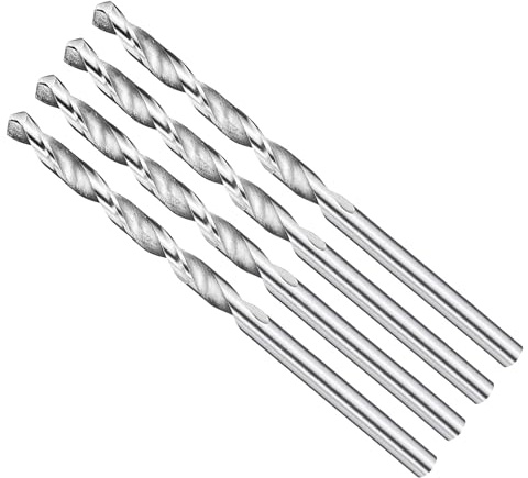 METALLIXITY Drill Bit (3.2mm) 4241 High-Speed Steel Uncoated 4Pcs | Straight Shank Uncoated (Bright) 118° for Wood Plastic Iron Copper Aluminum Low Soft Metal