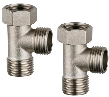 2 valvole a 3 vie, valvola angolare 3/8 1/2 pollici, adattatore a T, raccordo per acqua, nichelato, valvola di conversione per rubinetto, lavatrice, lavandino, tubo doccia