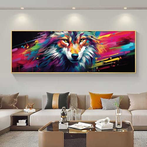 5D Kit Completo Pintura de Diamantes Lobo Grande 5D Diamond Art Mosaico Artesanía Kit, 5D Diamond Painting con Pedrería Diamond Painting Accesorios Kit para Regalo Decor Hogar 20x50 cm/8x20 Inch M-544
