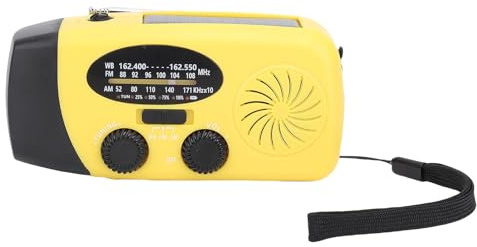 Jectse Handkurbel Ladewetterradio, Notfallüberleben Solar Radio mit LED -Beleuchtung, SOS -Alarm, Tragbare Power Bank (Yellow)