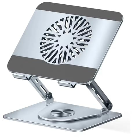 Janasiba Soporte universal para ordenador portátil para videojuegos con rotación de 360°, doble eje y ventilador de refrigeración para ordenadores de sobremesa