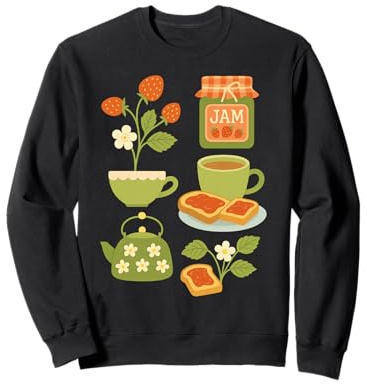 Cottage Core Théières Florales Toast et Fraise Sweatshirt