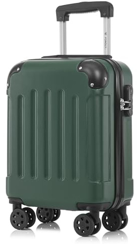 YONSLY Kabinenkoffer mit abnehmbaren Rädern, S Koffer Suitcase Dunkelgrün, Trolley Reisekoffer, Rollkoffer Handgepäck mit 4 Rollen 360°, Hartschalenreisekoffer, Zahlenschloss, Gummigriff