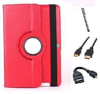 Funda giratoria para Tablet Bq Edison 3 Quad Core 10.1 Color: Rojo + Accesorios