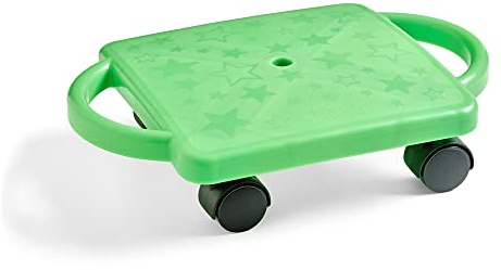 hand2mind Green Indoor Scooter Board with Handles, Sit Down Floor Scooter, Gym Activities for Kids, Indoor Sport Recess Games, Physical Education Equipment, Gross Motor Toys