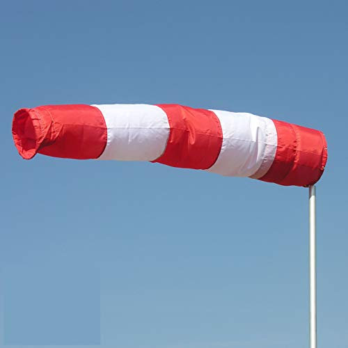 Saco de viento, rojo, blanco, 30 cm de diámetro, 1,20 m de largo