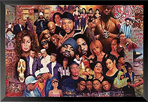BUY ART FOR LESS buyartforless Gerahmtes Kunstdruckposter Legends of Rap und Hip Hop 80'Sand 90's 61 x 40 cm
