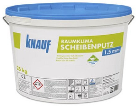 Knauf Raumklima Scheibenputz, Weiß, Matte, Mineral, Innen, Glas, 1 stück, 8-10 m²/l, Wasserfest, Eimer, Fensterfarbe