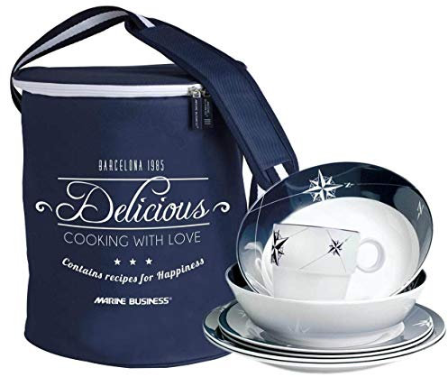 Geschirr Set Northwind, 24 teilig rund, incl. Tragetasche von Marine Business
