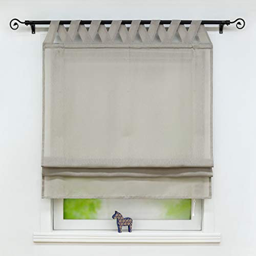Joyswahl Raffrollo Halbtransparentes Unifarbiges Bändchenrollo »Mila« Schals mit Schlaufen Fenster Vorhänge BxH 140x140cm Grau 1er Pack