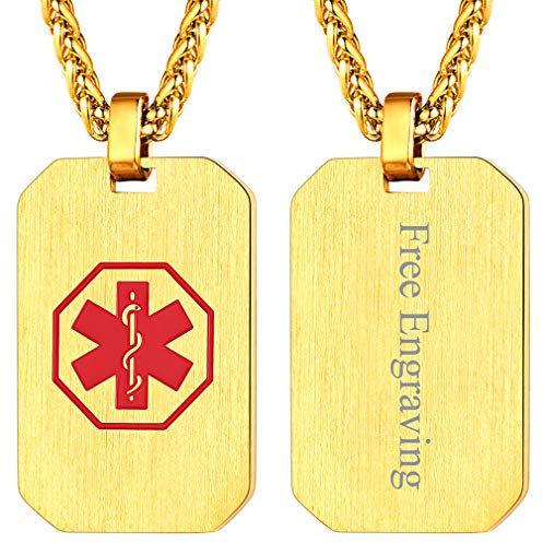 FaithHeart 18K Kette mit Erkennungsmarke Anhänger Militärische Dog Tag Kette mit Schmuckbox für Sie und Ihre Familien