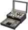 Tebery 12 Slot Watch Box Case abschließbar mit Glasdeckel, 2 Lagen Uhrenhalter Organizer Display mit 1 Schublade für Ringe und Armbänder, Geschenk für Freund Vatertag Geburtstag Geschenke