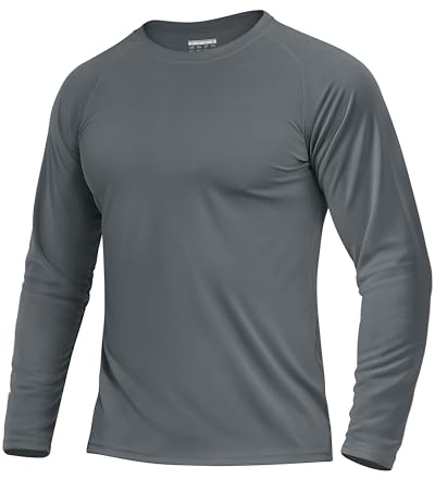 Boladeci Mens Long Sleeve T Shirts UPF 50+ UV Protection Clothing Sun SPF Shirts Loose Fit Moisture Wicking Performance Summer Swim Shirts(Dark Gray)