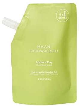 HAAN – Erfrischende Zahnpasta „Apple a Day“ – 96% natürliche Inhaltsstoffe – Fluoridfrei, veganes Produkt, tierversuchsfrei, 150 ml Nachfüllung