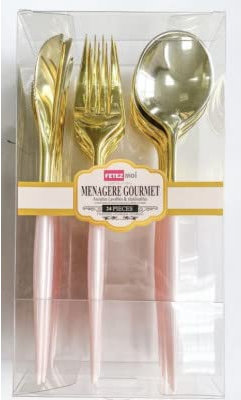 Ménagère Mariage Gourmet X 24 Pièces Coulour Dore,Argente,Rose Gold,Rose