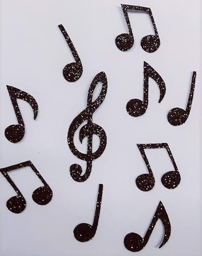 10 Musical Notes Hotfix Iron-On Patch 3 to 5 cm Black