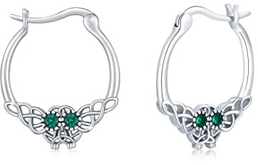 TRISHULA Eule Ohrringe 925 Sterling Silber Keltische Creolen Hypoallergene Zirkonia Tier Ohrringe Eule Schmuck Geschenk für Damen Mädchen Frauen