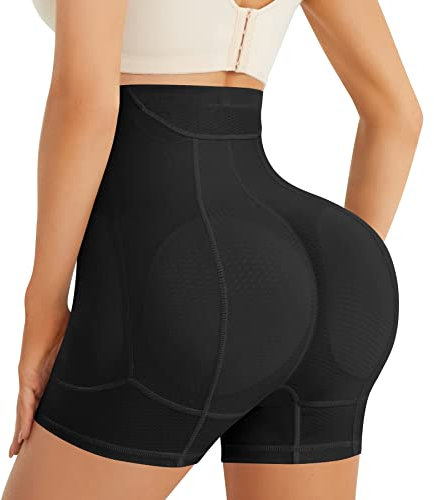 Bingrong High Waisted Butt lifter Shapewear for Women Tummy Control Knickers Padded Hip Enhancer Seamless Removable Hip Pads Underwear Body Shaper (Black, XL)